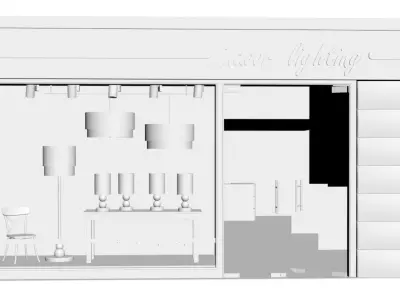 Shop window with indoor lightning 3D model