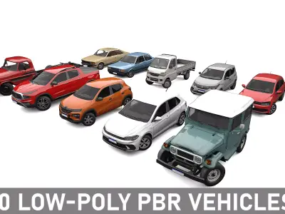 10 PBR Low-Poly Vehicles  3D Model Pack
