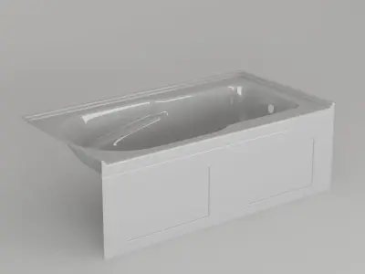 Modern Right-Hand Rectangular Bathtube 3D model