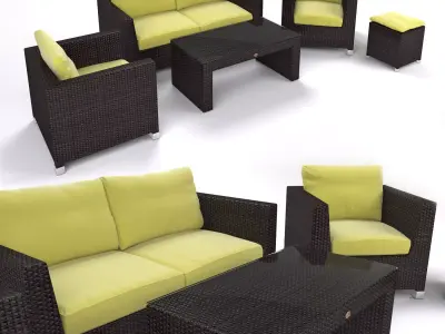Garden Furniture - Synthetic Rattan Set - ATO Venedig 3D model
