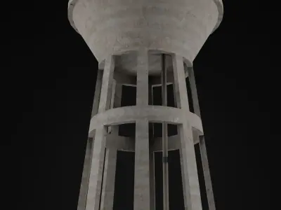 Water Tower Low-poly 3D model 10