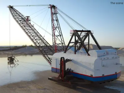  Dragline Excavator Mining Machine White 