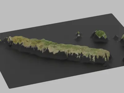 New Caledonia Map Country Low-poly 3D model