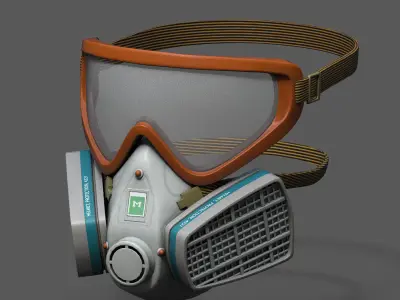 Gas mask helmet 3d model military combat fantasy futuristic  Low-poly 3D model