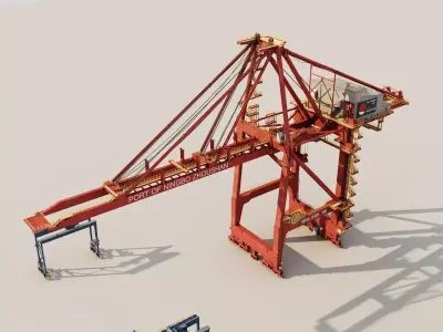 Ship-to-Shore Gantry Crane 3D Model  Low-poly 3D model