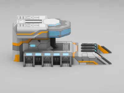 Sci-Fi Military Building - Military Barrack Low-poly 3D model