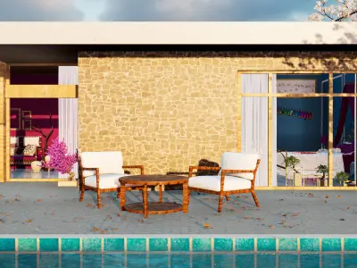 Exterior Modern House  Scene  3D model