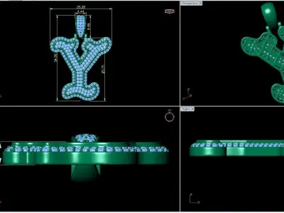 Tattoo fonts Y alphabet pendent 3D print model