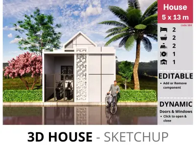House 5x13m code 584 - Sketchup 3D model 3D model 3D model