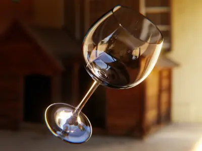 Photorealistic Wine Glass - High Quality Low Poly 3D Model Low-poly 3D model