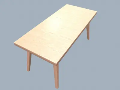 Wood Dinner Table Low-poly 3D model