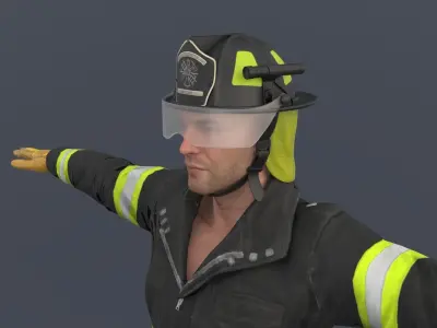 Firefighter Rigged 3D model Low-poly 3D model