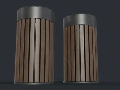 Street Trash Can 42 PBR Game Ready Low-poly 3D model