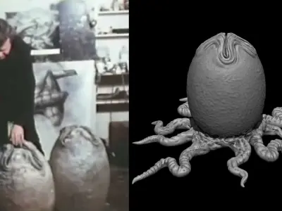 3D PRINTABLE ALIEN EGG OVOMORPH 1979 WITH ROOTS 3D print model