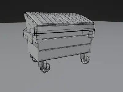 High Poly Dumpster trash can on street at night Free 3D model