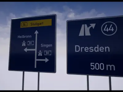 German Road Sign Collection - UE4 native - FBX included Low-poly 3D model