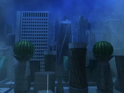 Futuristic Downtown Anchorage Alaska from 2040 Low-poly 3D model