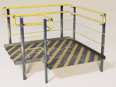 Ramp 4 PBR metal ladder with stripes 3D model