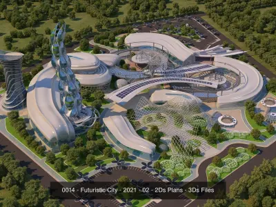 4 Futuristic City Architecture Projects  - Bundle 3D Model Pack