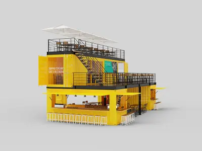 Shipping Container Cafe and Restaurant 3D model