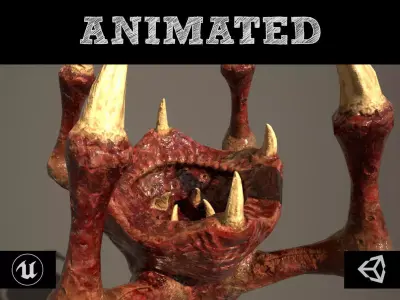 Meat Clawed Worm Low-poly 3D model