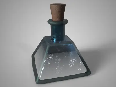 Fantasy Potion Bottle Divine White Elixir Game Ready 3D Model Low-poly 3D model