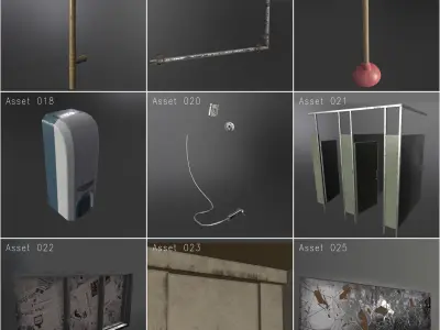 Creepy Public Bathroom Asset Pack Low-poly 3D model