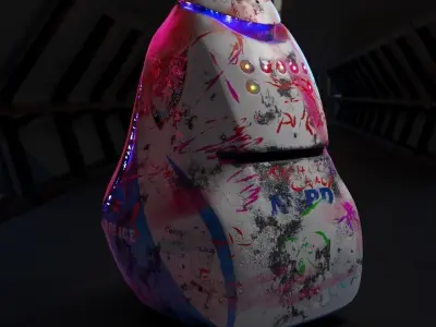 NYPD K5 Robot Cop Vandalized - clean texture included Low-poly 3D model