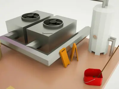 Isometric Modern Office interior Floors plan low-poly Low-poly 3D model