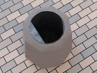 Concrete octagonal trash can  Low-poly 3D model