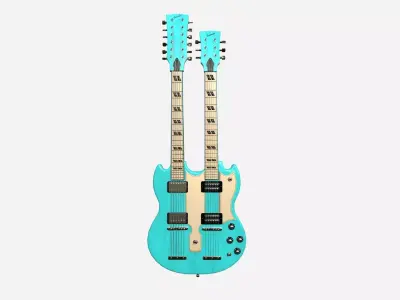 Electric Guitar E04 Light Blue - Music Instrument Design Low-poly 3D model