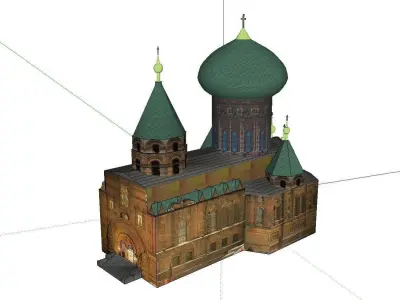 Architecture-Religion-God-Culture-Temple-019 church with two ... 3D model