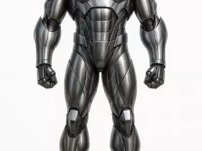 Chrome Cyber Soldier Armor Low-poly 3D model