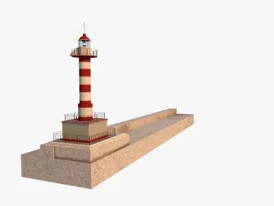 Lighthouse with stripes 3D model
