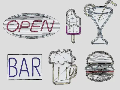 Neon Sign Pack Low-poly 3D model