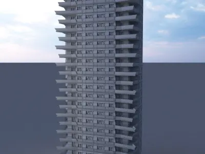20 Storey Residential Building Low-poly 3D model