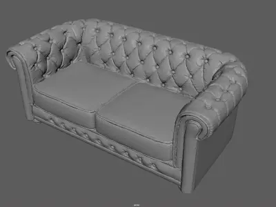 Detailed Vintage Chesterfield Sofa Miniature for 3D Printing   3D print model