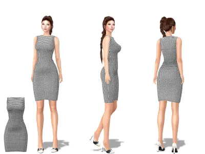 Crew Neck Sleeveless Sheath Dress Low-poly 3D model