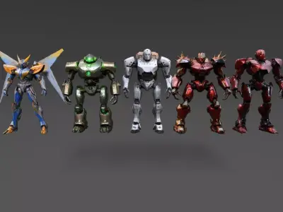 Robots Pack 8 Low-poly 3D model
