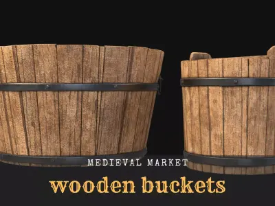 Medieval Market- Wooden Buckets Free 3D model
