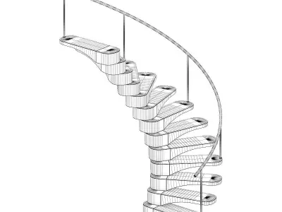 Wooden Spiral Stairs 5 3D model