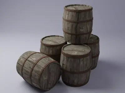 Wooden barrel Low-poly 3D model 3D model