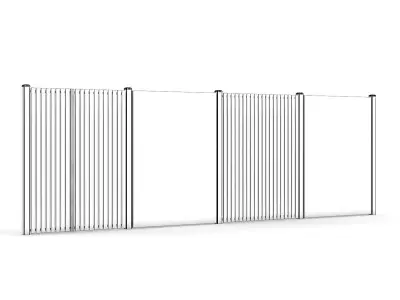 Concrete and Wood Fence 01 3D model