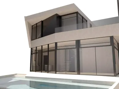 Modern House with pool 3D model