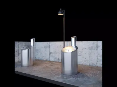 General Waste Containers With Underground Storage 3D model