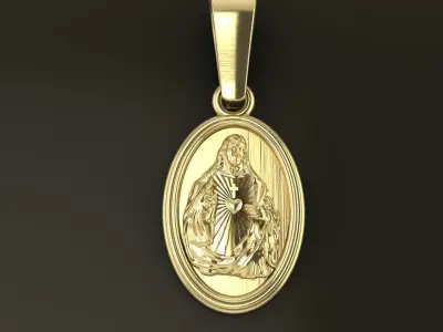 Oval Antique Jesus Christ Pendant 17mm Length 3D print model