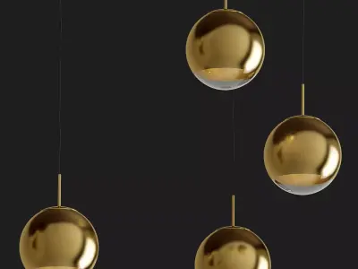 Mirror Ball Gold Pendant 3D model