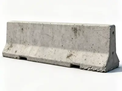 Realistic Concrete Road Barrier 3D Model Low-poly 3D model