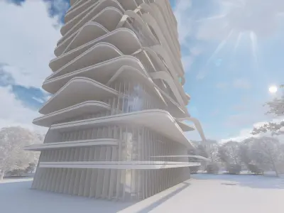 office buildings of the future Low-poly 3D model