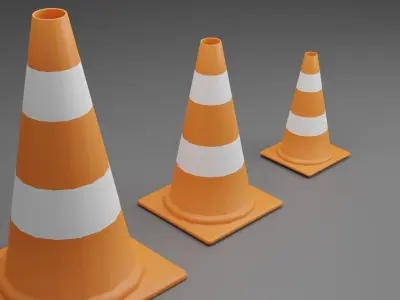 Traffic Cones Low-Poly Free low-poly 3D model